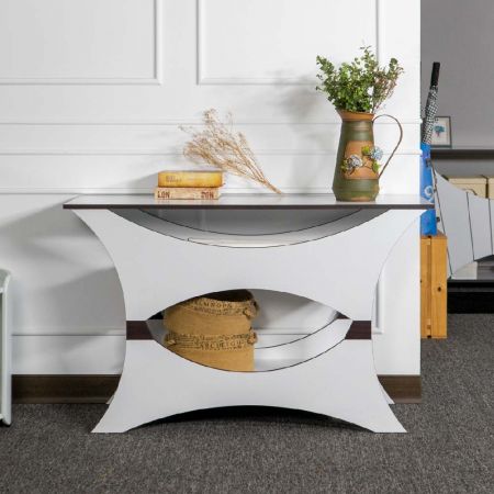 Tavolo consolle bianco espresso, forma curva, altezza 75 cm - Tavolo consolle bianco espresso, forma curva, altezza 75 cm